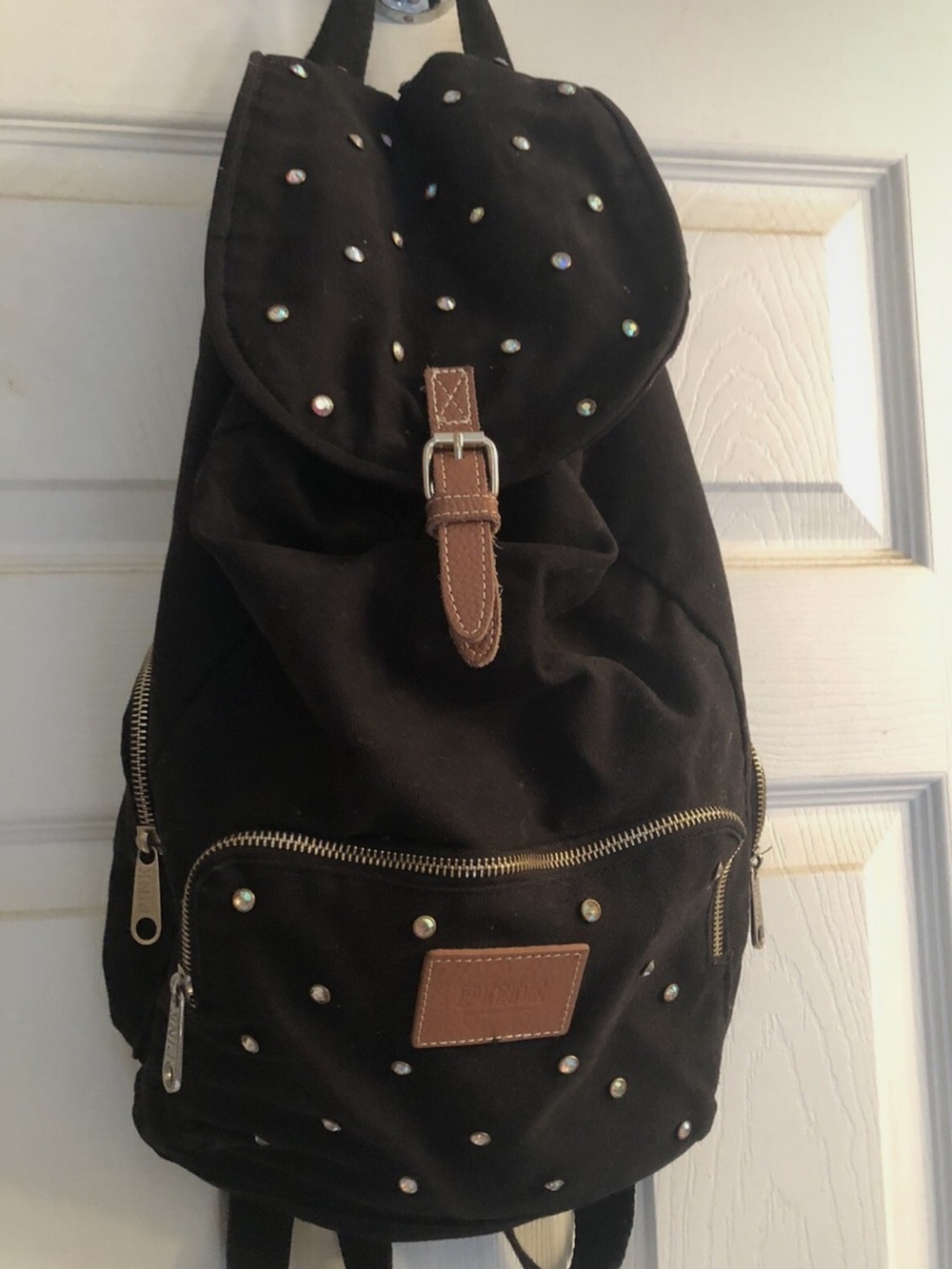Victorias Secret Bling Campus Backpack Black With Iridescent Stones